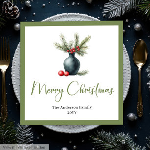 Stylish Boho Rustic Christmas Bouquet Dinner Napkin