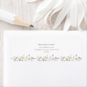 Stylish boho Wildflowers Script Wedding Return Address Label