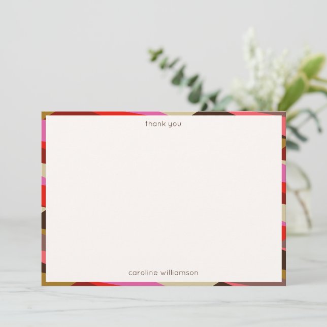 Stylish Bold 60s Geometric Border Personalized  Thank You Card (Standing Front)