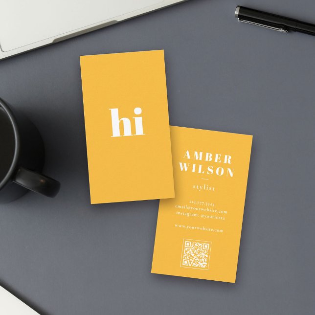 Stylish Bold Cool Unique Modern Typography Business Card (Ditch the yawn-inducing cards and say "HI" with a burst of citrus coolness!)