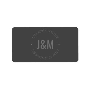Stylish Bold Monogram & Circular Text   Dark Grey Label
