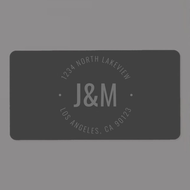 Stylish Bold Monogram & Circular Text | Dark Grey Label (Creator Uploaded)