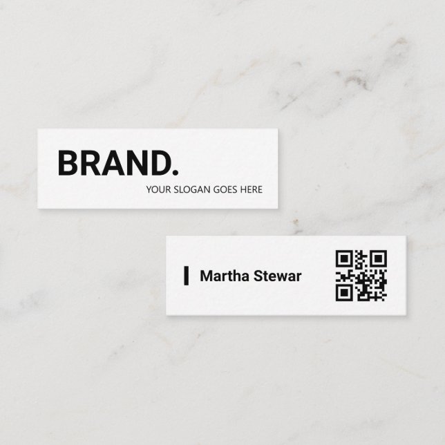 Stylish Bold Script Monogram black and white Mini Business Card (Front/Back)