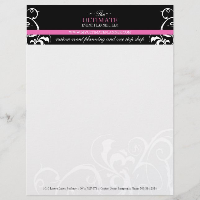 Stylish + Bold Wedding Planner Letterhead (Front)