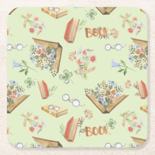 Stylish book themed paper coaster
