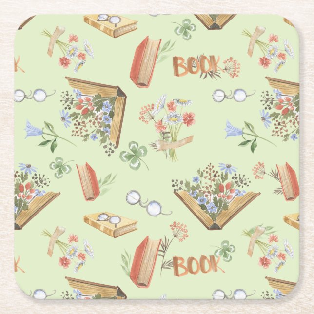 Stylish book themed paper coaster (Front)