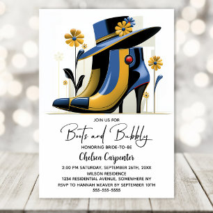 Stylish Boots and Bubbly Bridal Shower Invitation