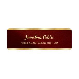Stylish Bordeaux & Gold Template Return Address Return Address Label