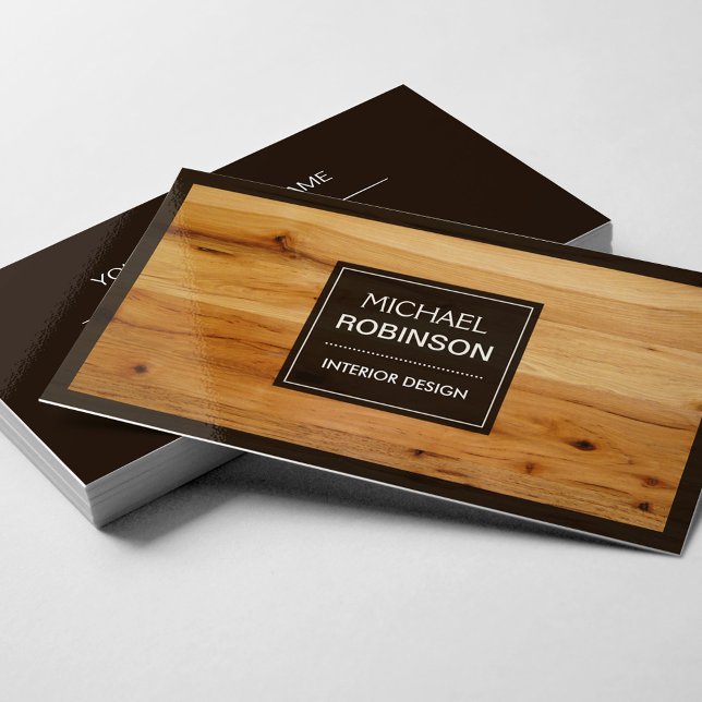 Stylish Border Wood Grain Texture Business Card (Creator Uploaded)