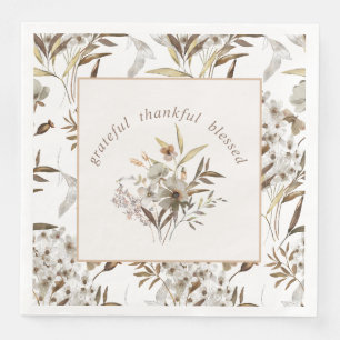 Stylish Botanical ‘Grateful Thankful Blessed'  Napkin