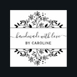 stylish botanical handmade self-inking stamp<br><div class="desc">lovely script design with personalised text details and a botanical wreath.</div>