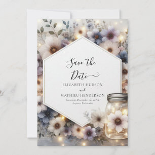 Stylish Botanical Mason Jar Wedding Save The Date