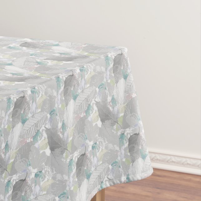 Stylish Botanical pattern. Grey,silver, turquoise Tablecloth (In Situ)