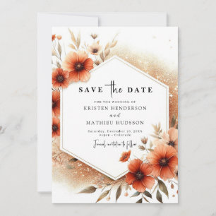 Stylish Botanical Terracotta Wedding Save The Date