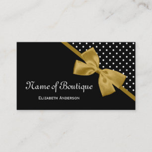 Stylish Boutique Polka Dots Elegant Gold Ribbon Business Card