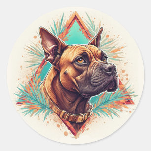 Stylish Boxer Dog Classic Round Sticker
