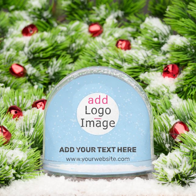 Stylish Branding Chic Customisable Logo Pale Blue Snowglobe (Christmas)