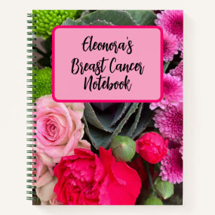 Stylish Breast Cancer Pink Floral Custom Spiral  Notebook