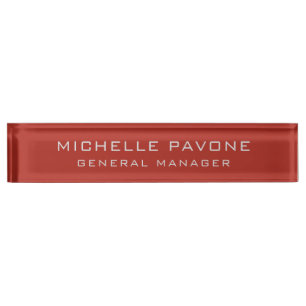 Stylish Brick Red & Grey Simple Plain Professional Nameplate