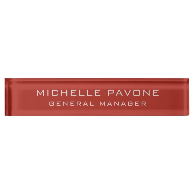Stylish Brick Red & Grey Simple Plain Professional Nameplate (Front)