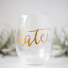 Stylish Bridal Party Wedding Stemless Wine Glass