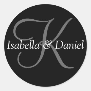 Stylish Bride Groom Customisable Wedding Monogram Classic Round Sticker