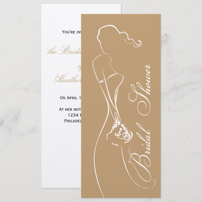 Stylish Bride Mocha Bridal Shower Invitation (Front/Back)