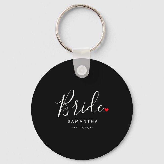 Stylish Bride Wedding T Shirt  Key Ring (Front)
