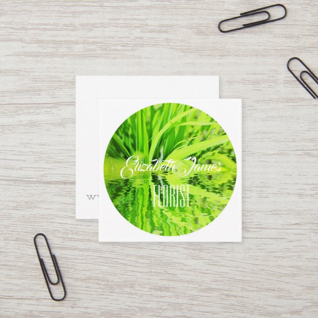 Stylish Bright Fresh Green Grass Reflection Card (Front/Back In Situ)