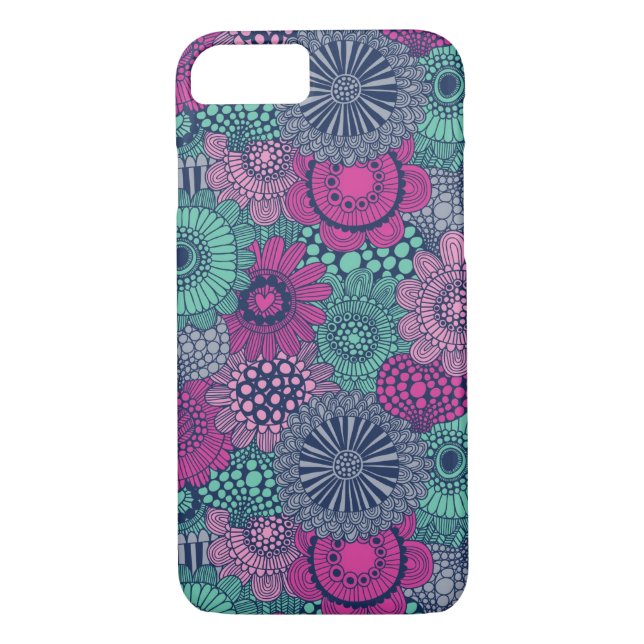 Stylish bright pattern of gorgeous flowers Case-Mate iPhone case (Back)