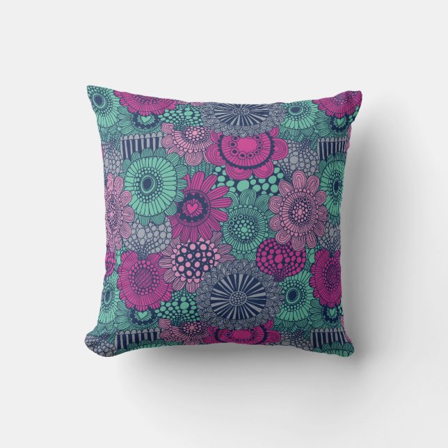 Stylish bright pattern of gorgeous flowers cushion (Front)