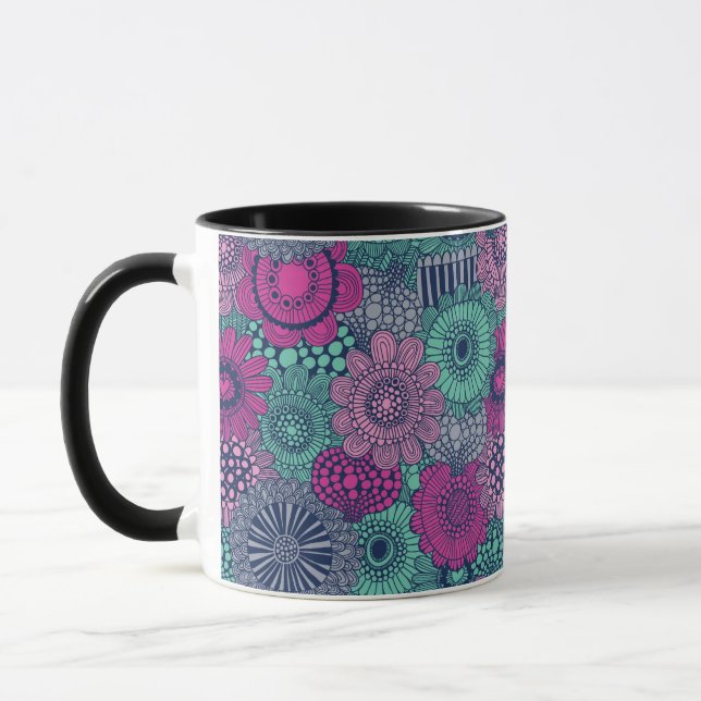 Stylish bright pattern of gorgeous flowers mug (Left)