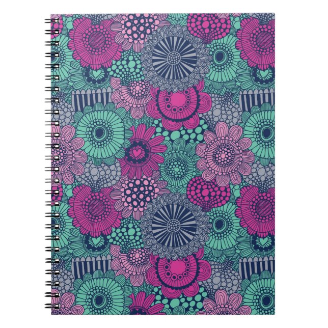 Stylish bright pattern of gorgeous flowers notebook (Front)