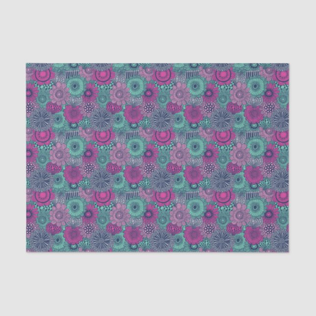 Stylish bright pattern of gorgeous flowers tissue paper (Front)