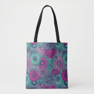 Stylish bright pattern of gorgeous flowers tote bag
