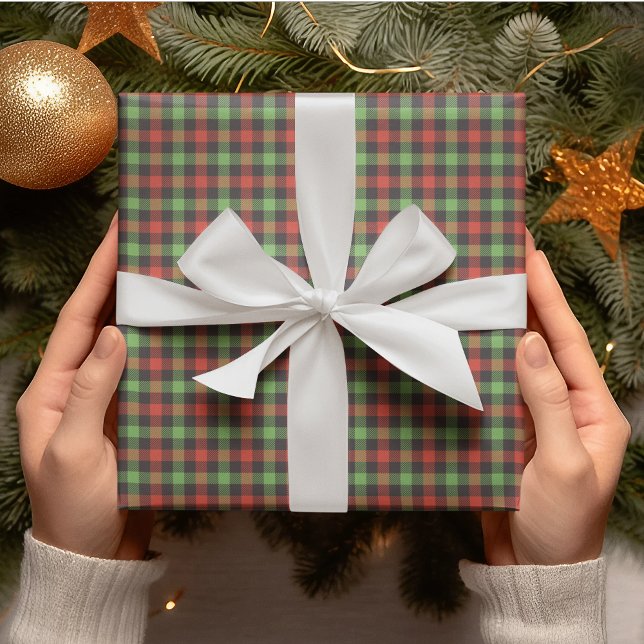 Stylish Bright Red & Green Plaid Gift Wrapping Paper (Creator Uploaded)