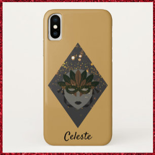 Stylish Bronze and Black Glitter Masquerade iPhone X Case