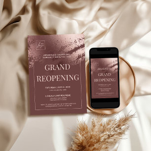 Stylish bronze business grand reopening invite