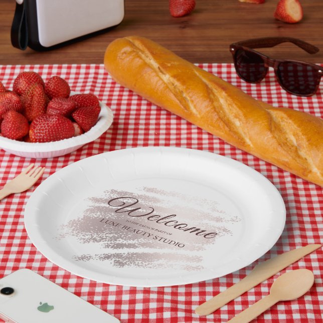 Stylish bronze special event party welcome paper plate (Picnic)