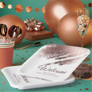 Stylish bronze special event party welcome paper plate