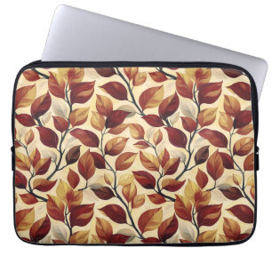 Stylish Brown Beige Autumn Leaves Laptop Sleeve