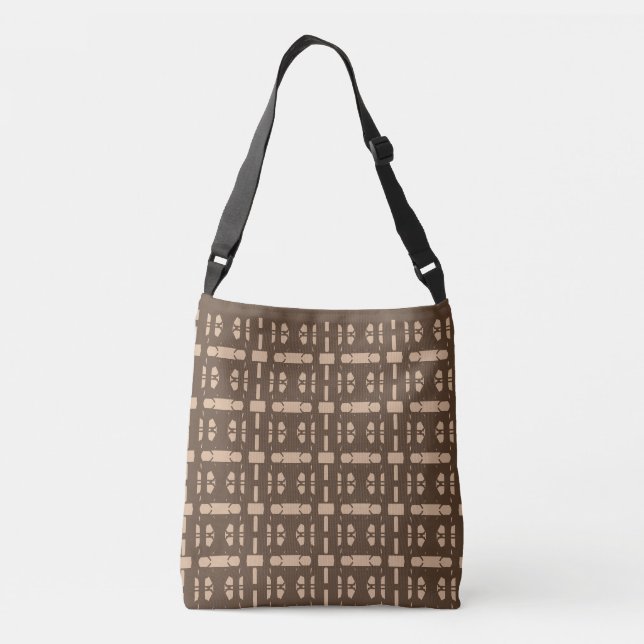 Stylish Brown & Beige Pattern Crossbody Bag (Back)
