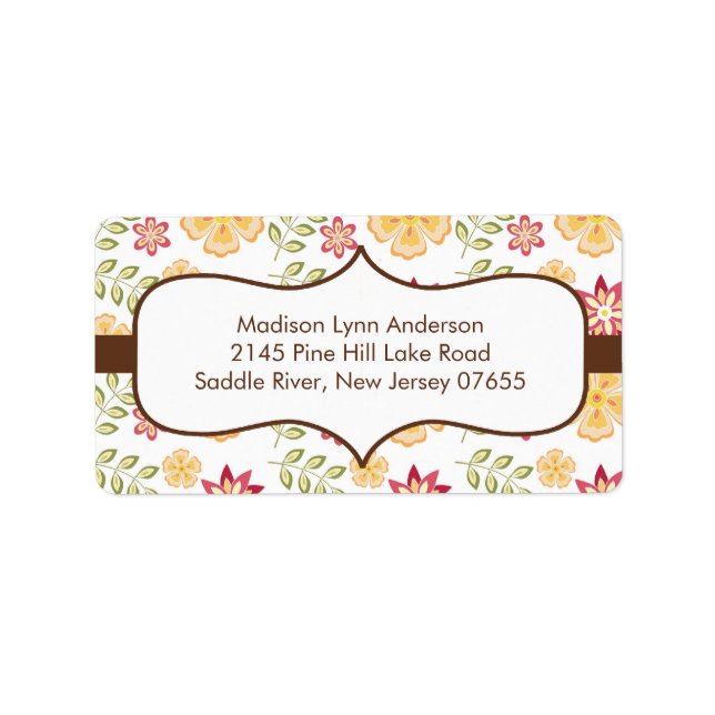 Stylish Brown Fall Flowers Return Address Labels. Label (Front)