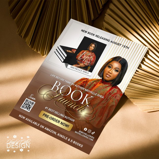 Stylish Brown & Gold Author Book Launch Release Flyer (Creator Uploaded)