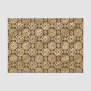 Stylish Brown & Gold Dahlias Pattern Tissue Paper
