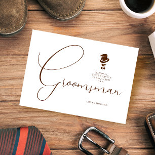 Stylish Brown Groomsman Wedding Simple Proposal  Invitation