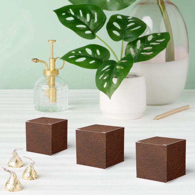 Stylish Brown Leather Texture Event Classic Favour Box (Multiple)