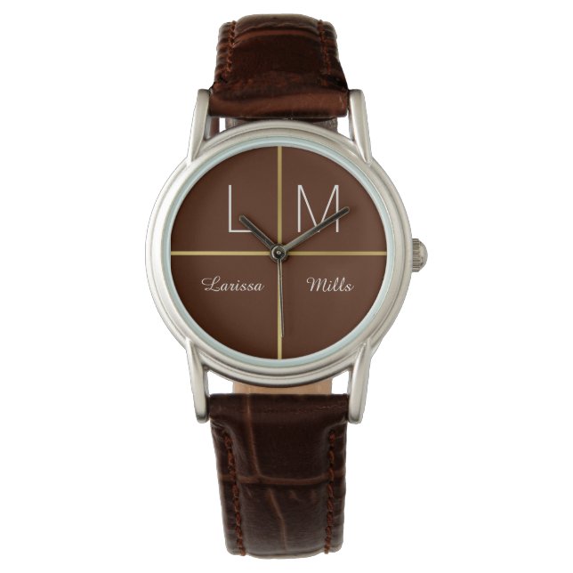 stylish brown personalised watch (Front)