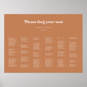 Stylish Brown sugar Alphabetical seating chart