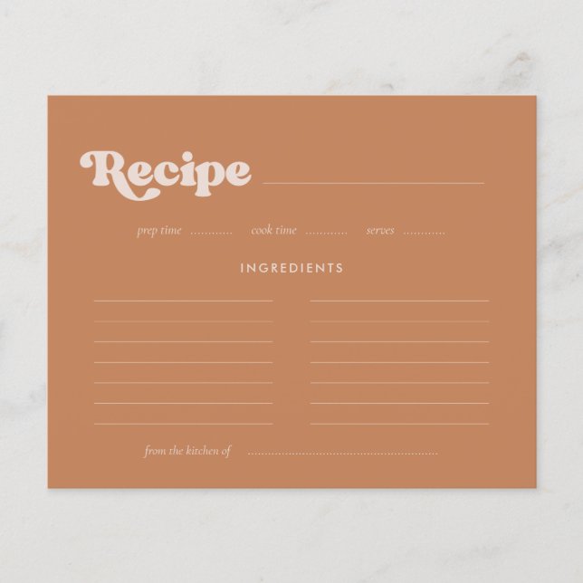 Stylish Brown sugar Bridal shower recipe card (Front)